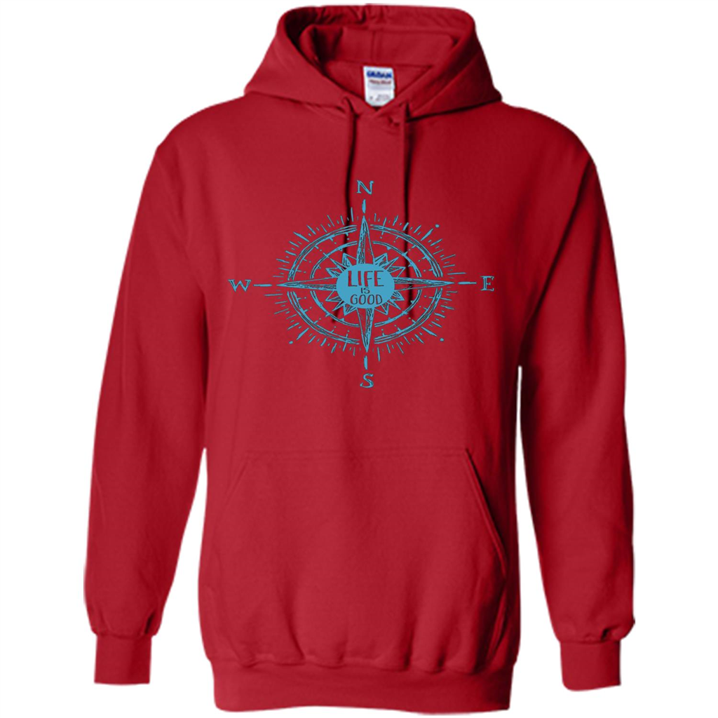 Life is Good T-shirt Compass Rose Nautical Sailing T-shirt Red