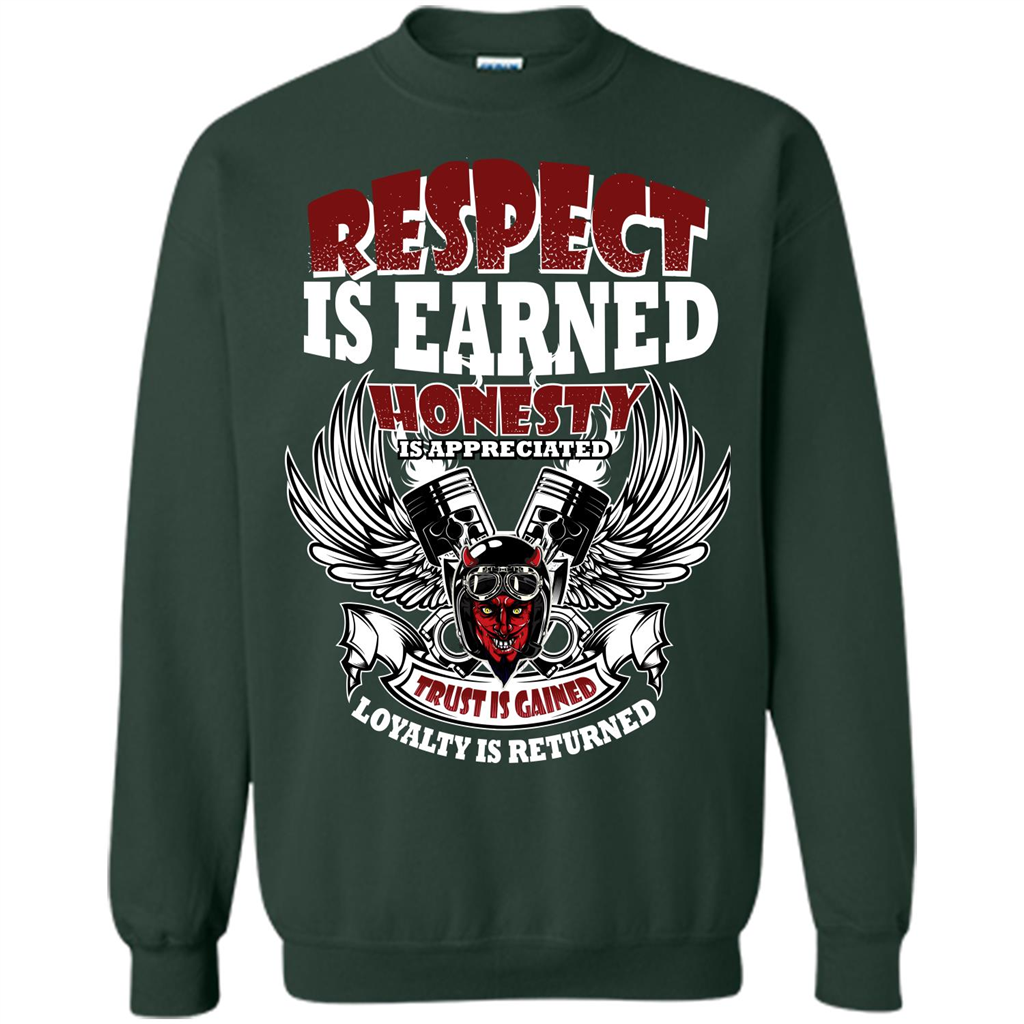 Motor T-shirt Trust Is Gained Loyalty Is Returned Forest Green