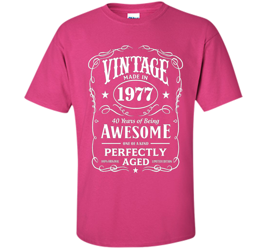 Vintage Made In 1977 Birthday Gift T-Shirt shirt Heliconia