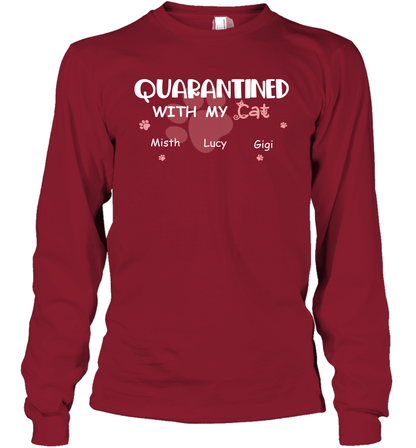 Stay home with my cats ( Customized Name ) Long Sleeve T-Shirt Long Sleeve T-Shirt Cardinal Red