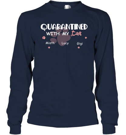 Stay home with my cats ( Customized Name ) Long Sleeve T-Shirt Long Sleeve T-Shirt Navy