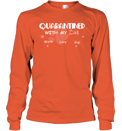 Stay home with my cats ( Customized Name ) Long Sleeve T-Shirt Long Sleeve T-Shirt Orange
