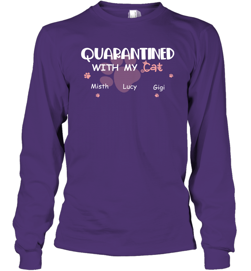 Stay home with my cats ( Customized Name ) Long Sleeve T-Shirt Long Sleeve T-Shirt Purple
