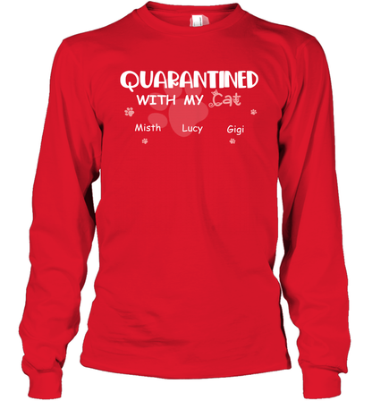 Stay home with my cats ( Customized Name ) Long Sleeve T-Shirt Long Sleeve T-Shirt Red