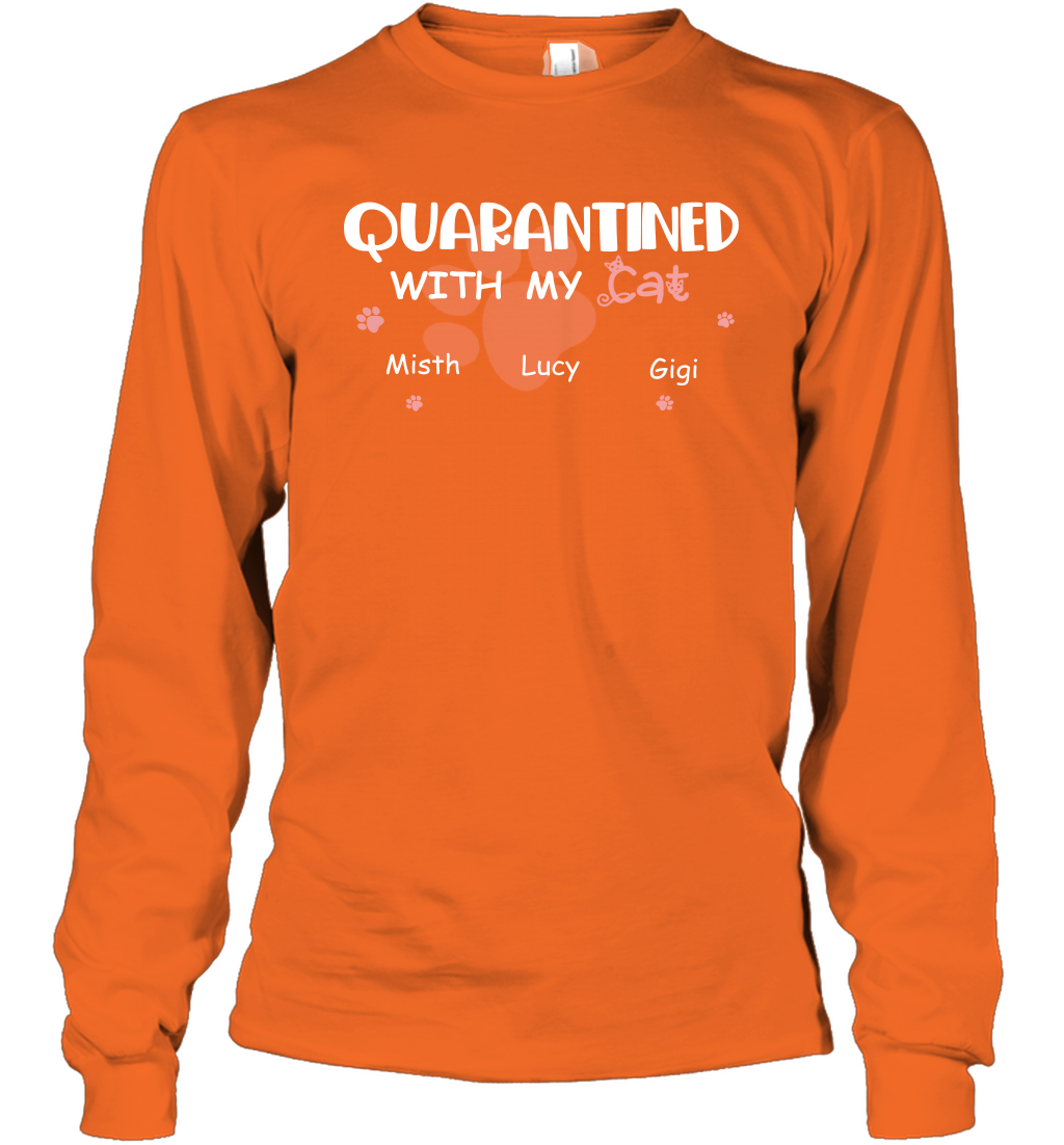 Stay home with my cats ( Customized Name ) Long Sleeve T-Shirt Long Sleeve T-Shirt S. Orange