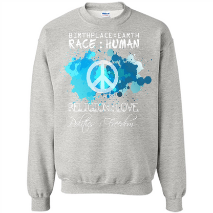 Birthplace Earth Race Human Religion Love T-shirt Ash