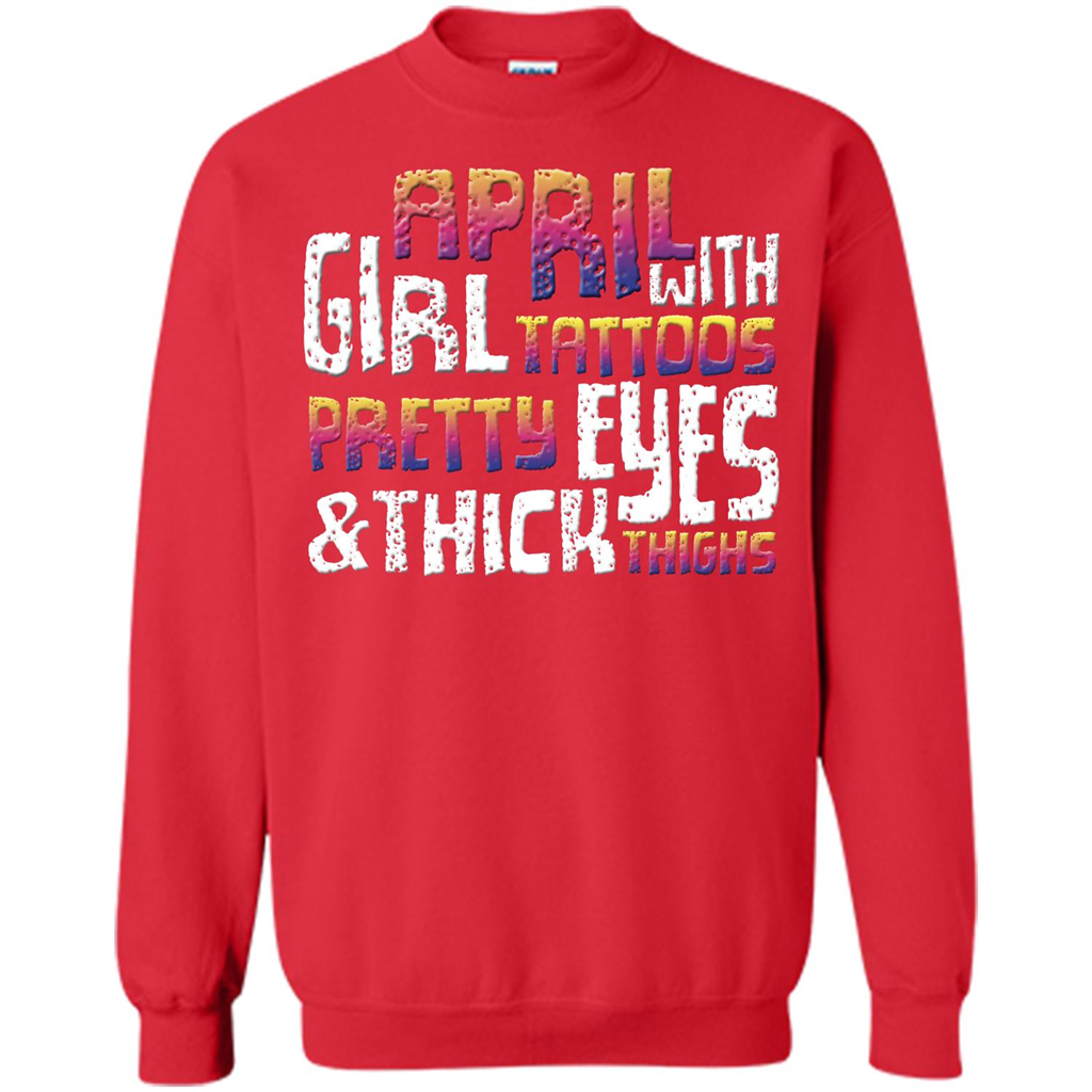 April Girl T-shirt With Tattoos Pretty Eyes and Thick Thighs Red