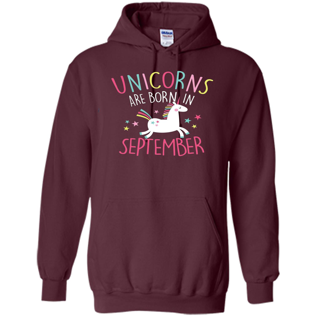Unicorns Are Born In September Birthday T-Shirt Maroon