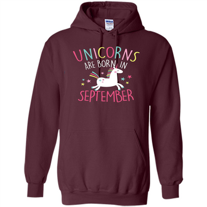 Unicorns Are Born In September Birthday T-Shirt Maroon