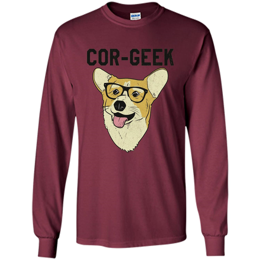 Cor-Geek Funny Corgi Nerd T-shirt Maroon