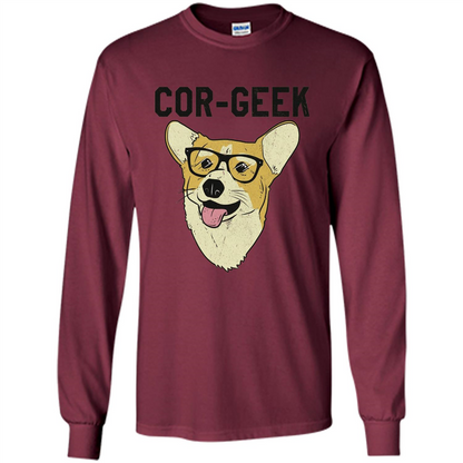 Cor-Geek Funny Corgi Nerd T-shirt Maroon