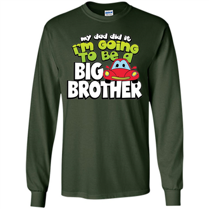 Car Brother T-shirt I'm Going To Be a Big Brother Forest Green