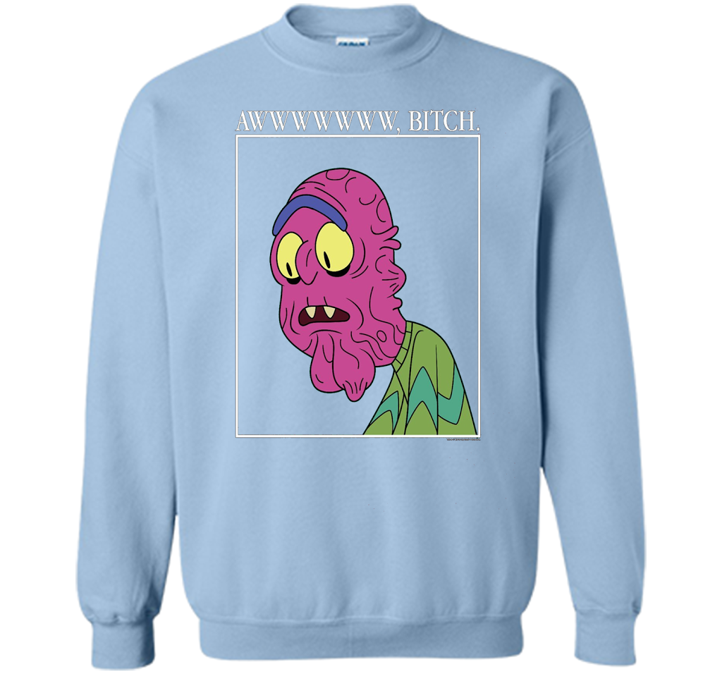Rick &amp; Morty Aww Bitch shirt Light Blue