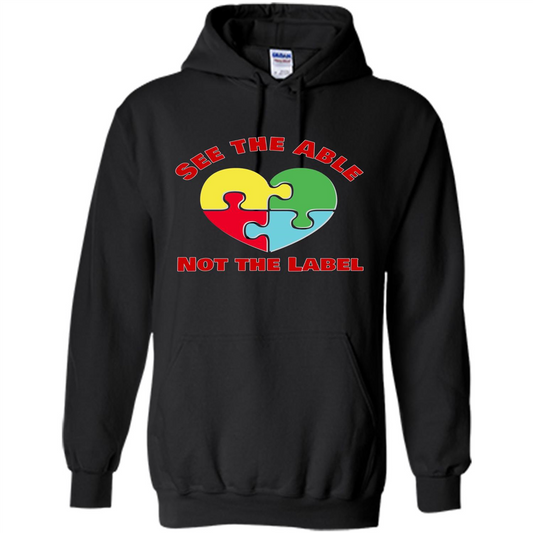Autism Awareness T-shirt See the Able Not the Label Black