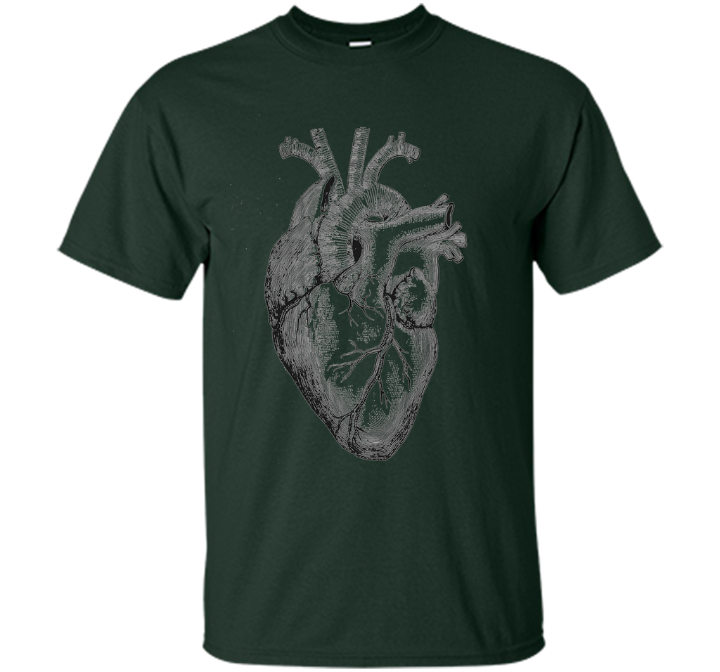 Real Anatomical Human Heart T-shirt Forest Green