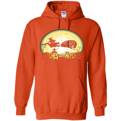 Witches With Hitches Camping Funny T-shirt Halloween T-shirt Orange