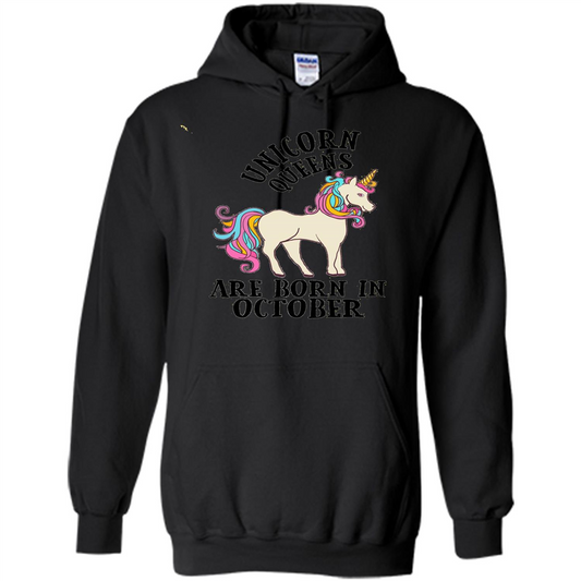 October Unicorn Birthday T-shirt Unicorn Queens Are Born In October Black