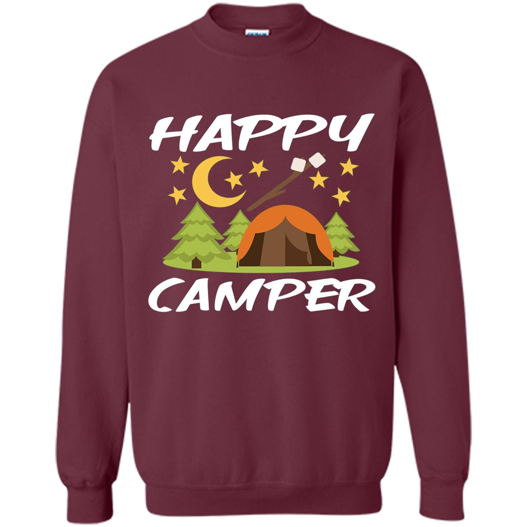 Happy Camper T-shirtt - Outdoor Night Sky Maroon