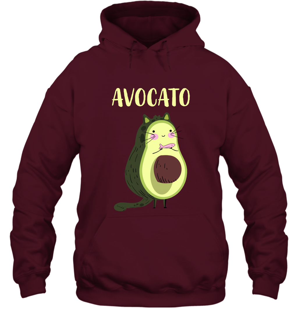 Avocato Avocado Cat Kitten Shirt Hoodie Hoodie Maroon