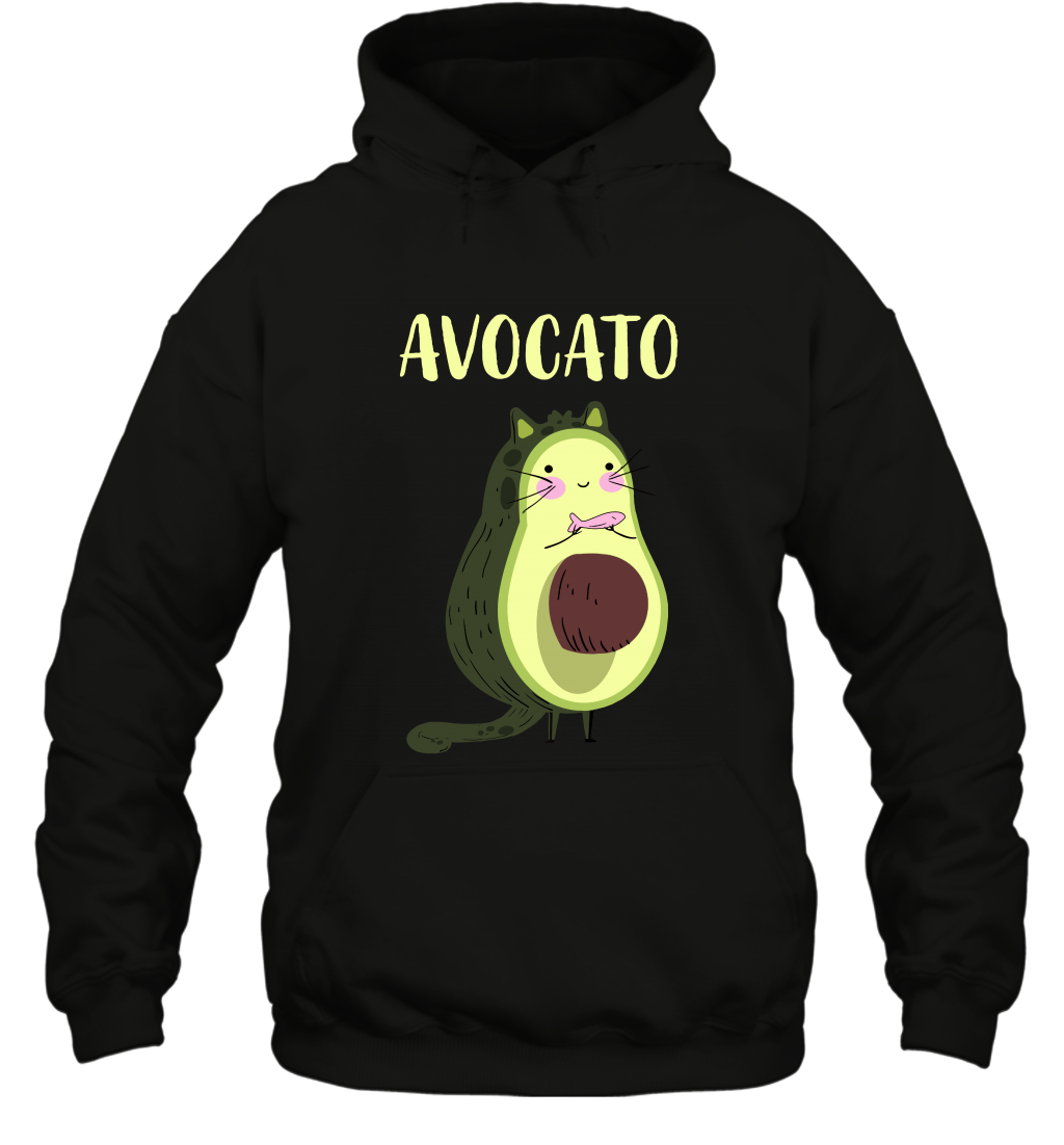 Avocato Avocado Cat Kitten Shirt Hoodie Hoodie Black