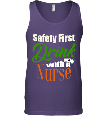 Safety First Drink With A Nurse Saint Patricks Day Shirt Tank Top Purple