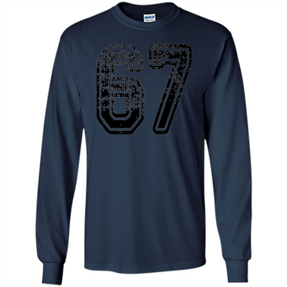 Number 67 T-shirt - Grungy Sports Team T-shirt Navy