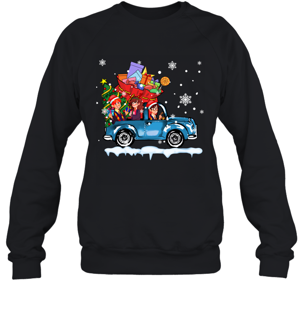Harry Potter On The Car Merry Christmas Sweatshirt Sweatshirt Black