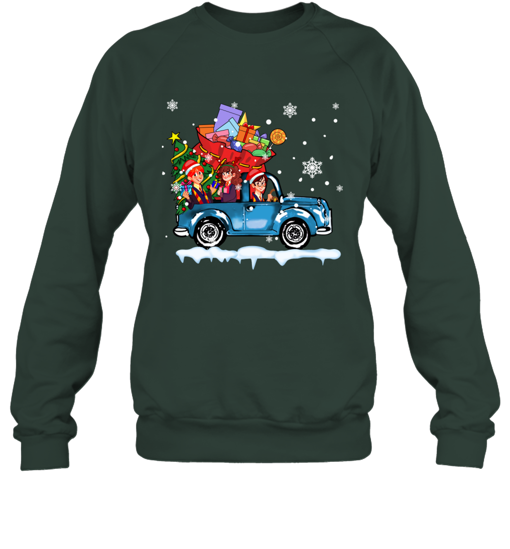 Harry Potter On The Car Merry Christmas Sweatshirt Sweatshirt Forest