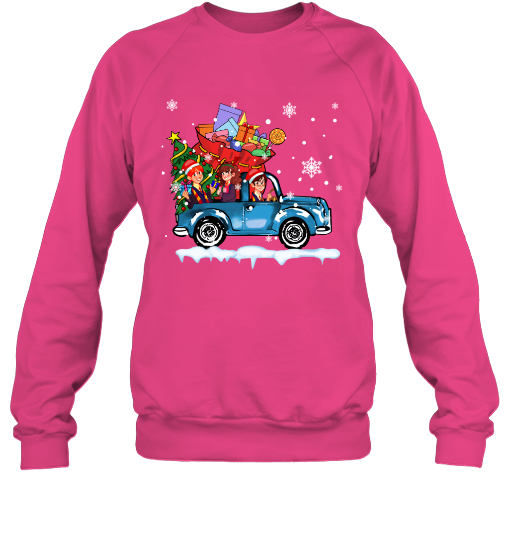 Harry Potter On The Car Merry Christmas Sweatshirt Sweatshirt Heliconia