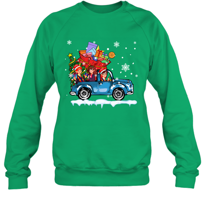 Harry Potter On The Car Merry Christmas Sweatshirt Sweatshirt Irish Green
