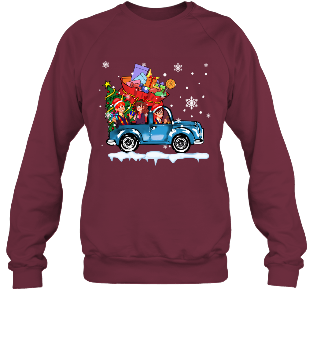 Harry Potter On The Car Merry Christmas Sweatshirt Sweatshirt Maroon