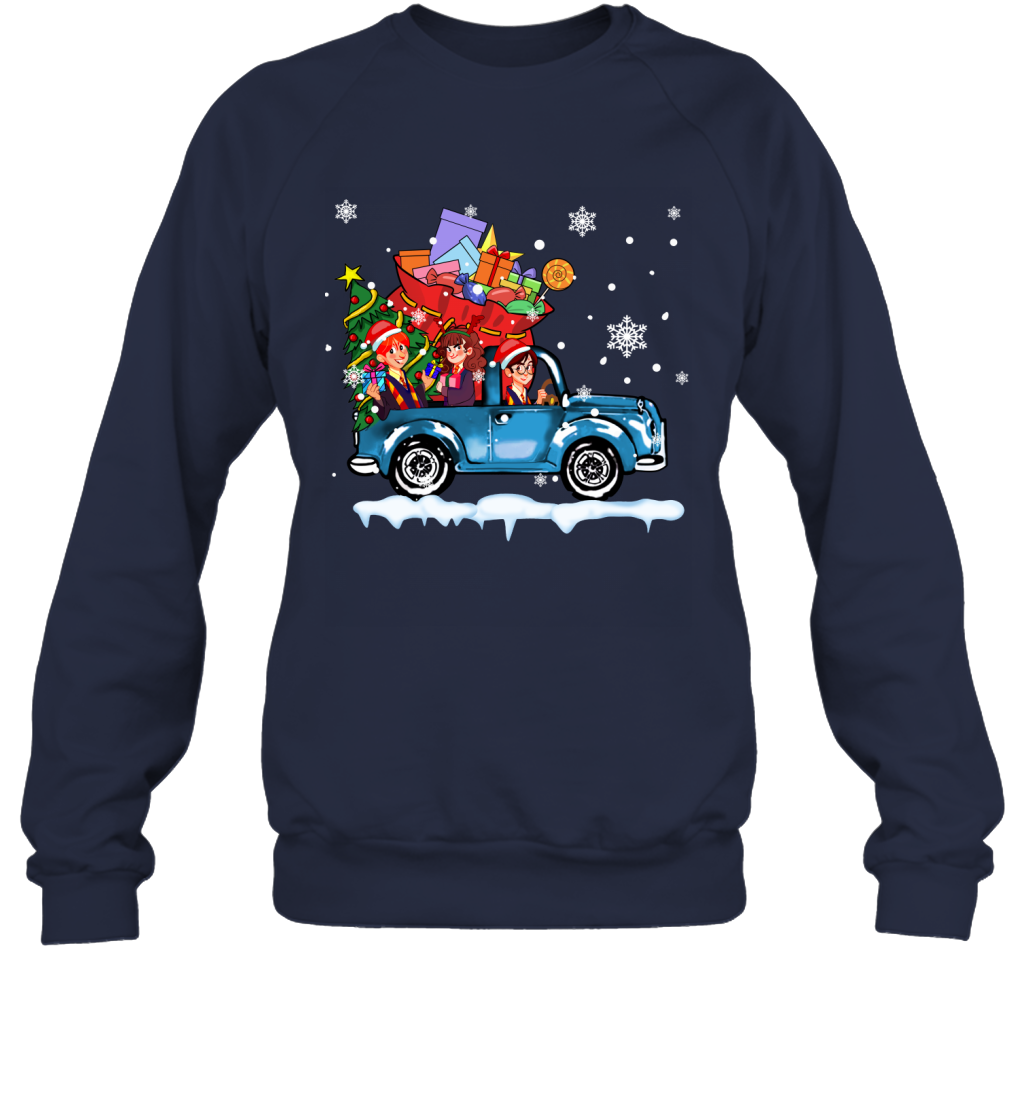 Harry Potter On The Car Merry Christmas Sweatshirt Sweatshirt Navy