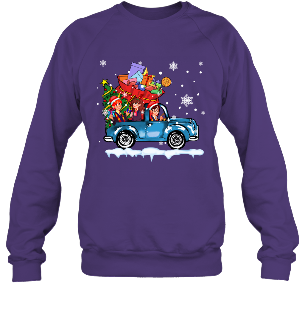 Harry Potter On The Car Merry Christmas Sweatshirt Sweatshirt Purple