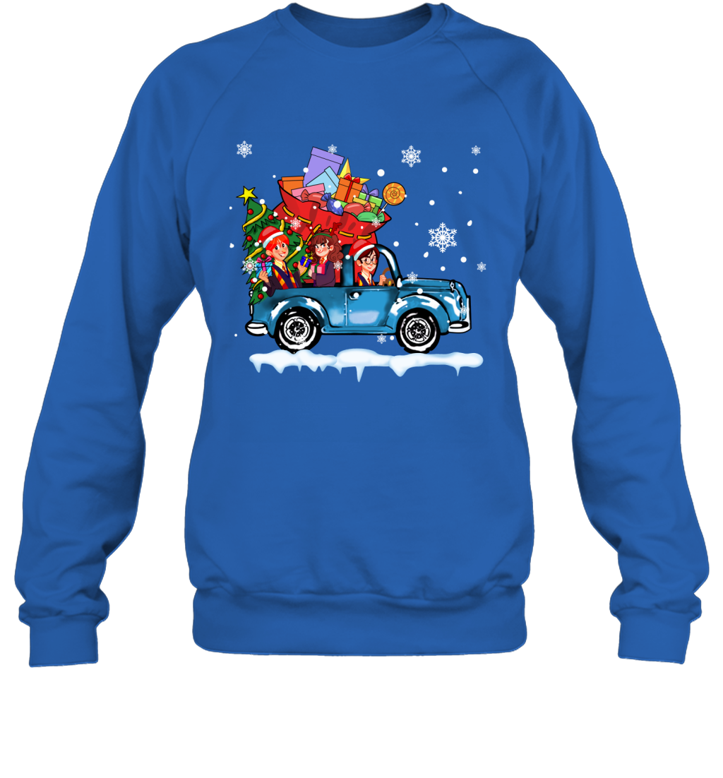 Harry Potter On The Car Merry Christmas Sweatshirt Sweatshirt Royal