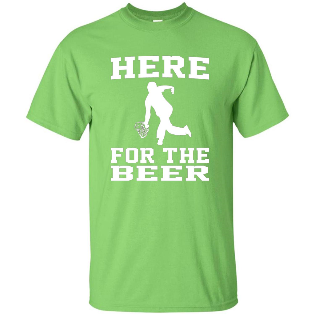 Funny Bowling Drinking Shirt Here For The Beer T-shirt Lime