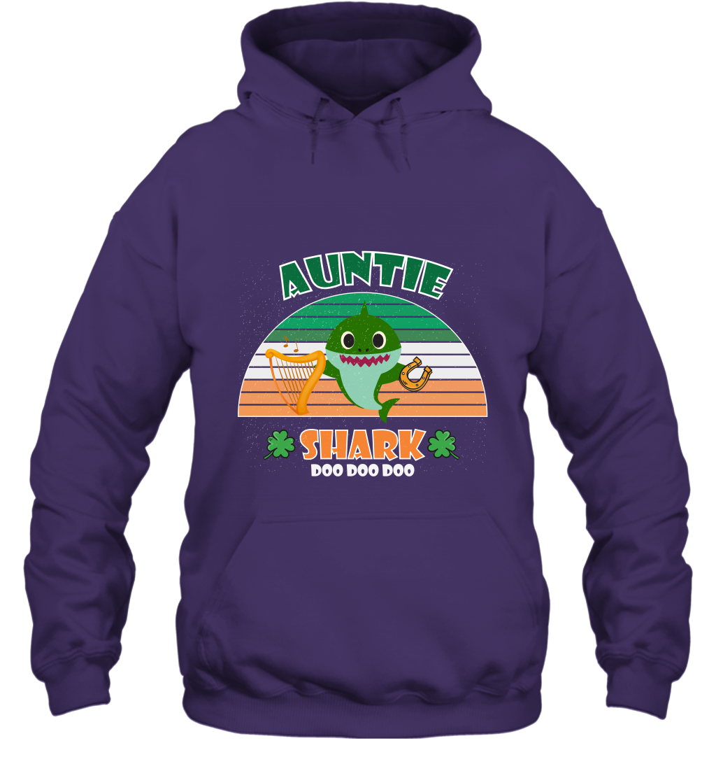 Irish Auntie Shark Saint Patricks Day Family Shirt Hoodie Purple