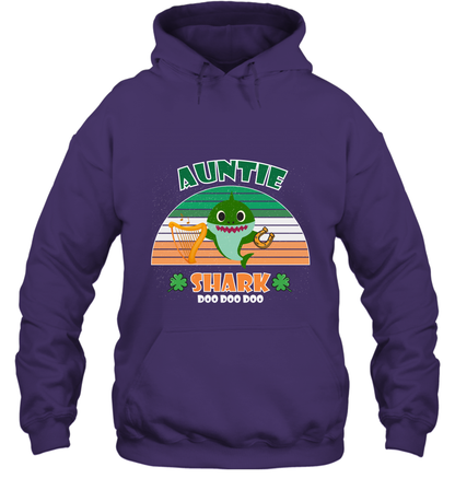 Irish Auntie Shark Saint Patricks Day Family Shirt Hoodie Purple