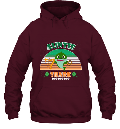 Irish Auntie Shark Saint Patricks Day Family Shirt Hoodie Maroon