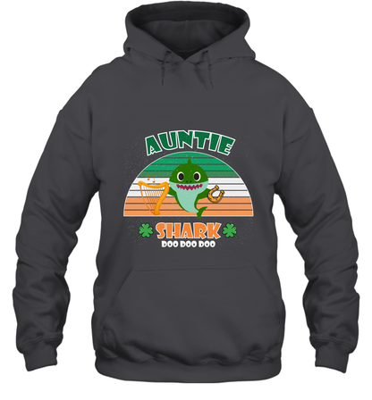 Irish Auntie Shark Saint Patricks Day Family Shirt Hoodie Dark Heather