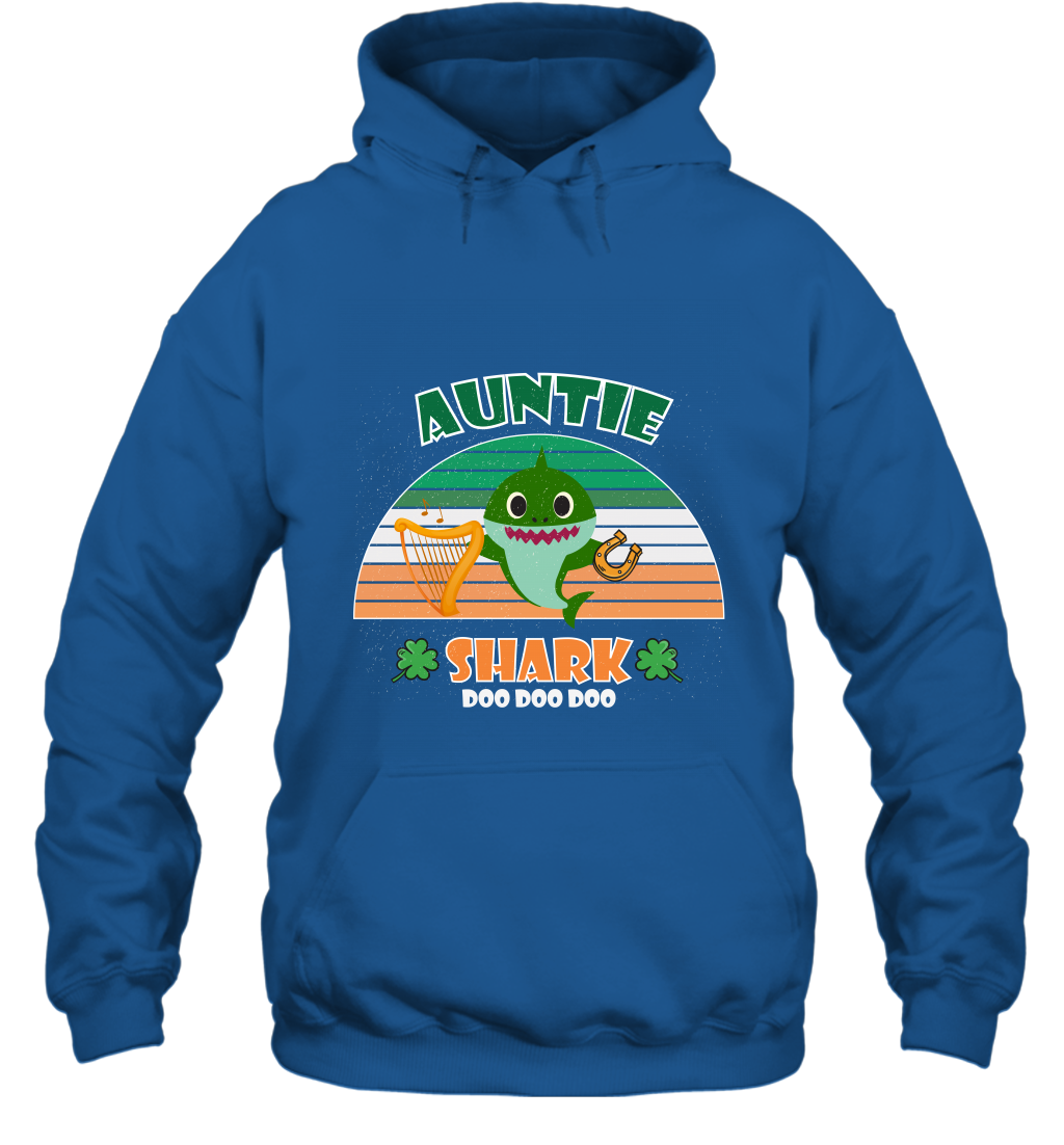 Irish Auntie Shark Saint Patricks Day Family Shirt Hoodie Royal