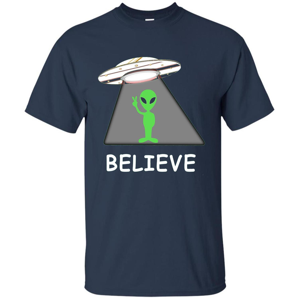 I Believe Alien T-shirt New Cool UFO T-shirt Navy