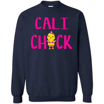 Cali Chick Cute Bikini Yellow Bird Funny T-shirt Navy