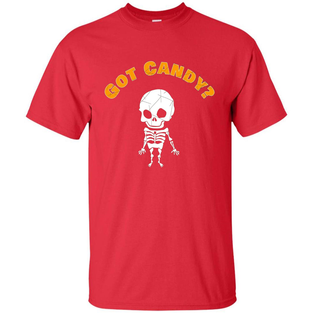 Cute Skeleton Asking For Candy Halloween T-shirt Red
