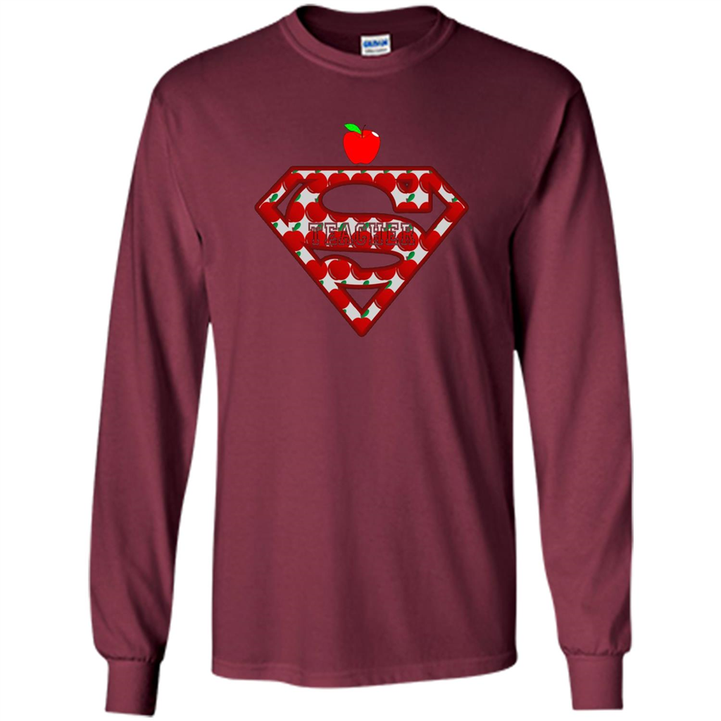 Super Superhero Teacher T-shirt School Day T-shirt Maroon