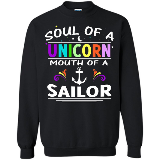 Unicorn Sailor T-shirt Soul Of A Unicorn Mouth Of A Sailor T-shirt Black