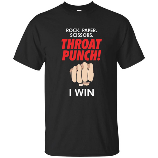 Rock Paper Scissors Throat Punch Funny I Win T-shirt Black