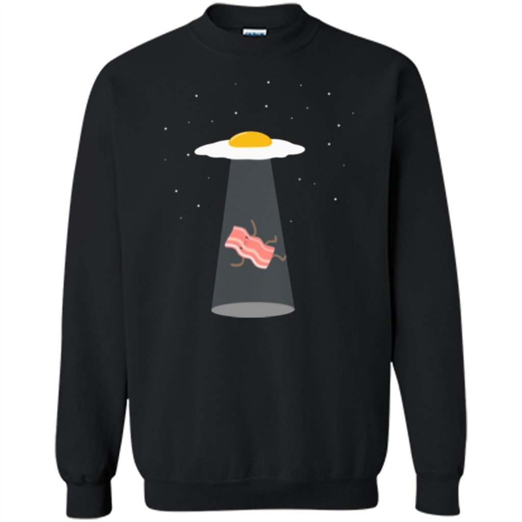 Cute Funny Bacon And Eggs UFO Black