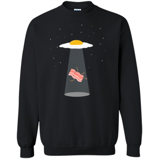 Cute Funny Bacon And Eggs UFO Black