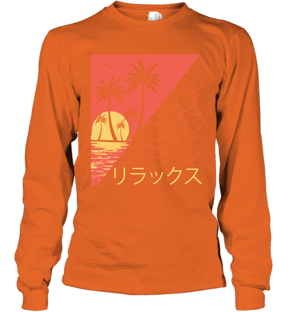 Japan Poster Like Sunset Wave Cool Vibe Shirt Long Sleeve T-Shirt Long Sleeve T-Shirt Orange