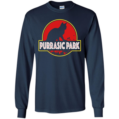 Funny Kitty Cat Graphic T-shirt Purrasic Park Cat T-Shirt Navy